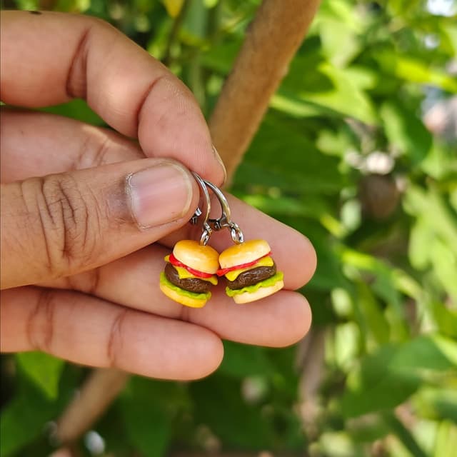 Mini Burger Polymer Clay Charm