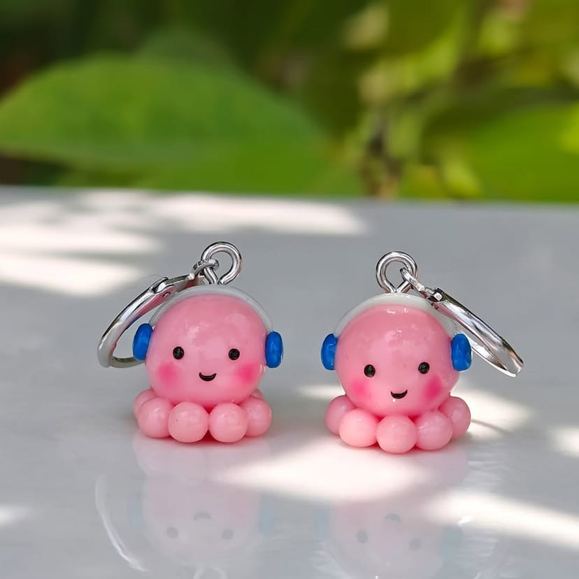 Headphone Octopus Polymer Clay Charm